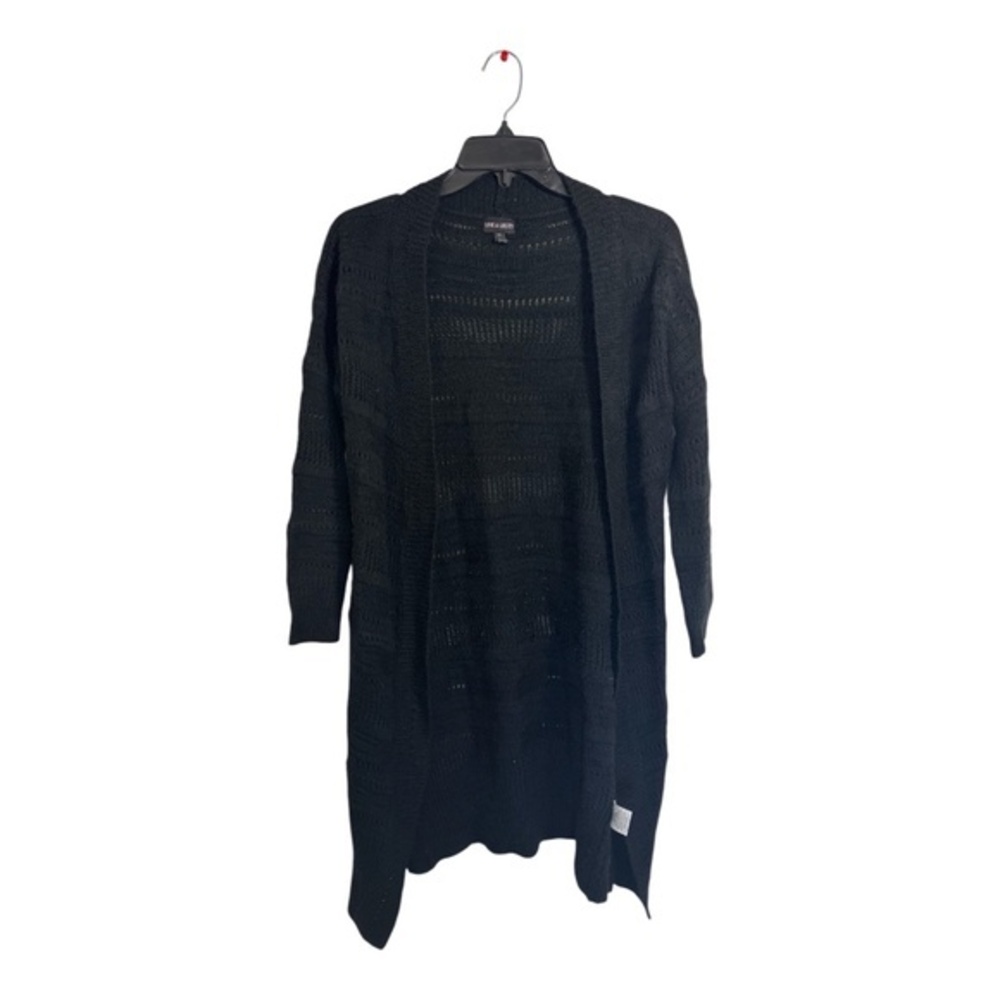 Love & Liberty Cardigan Womens Size Small Black Open Knit Wool Blend Cottagecore
